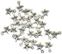 25 9x6mm Silver Plated Hollow Star Pendants